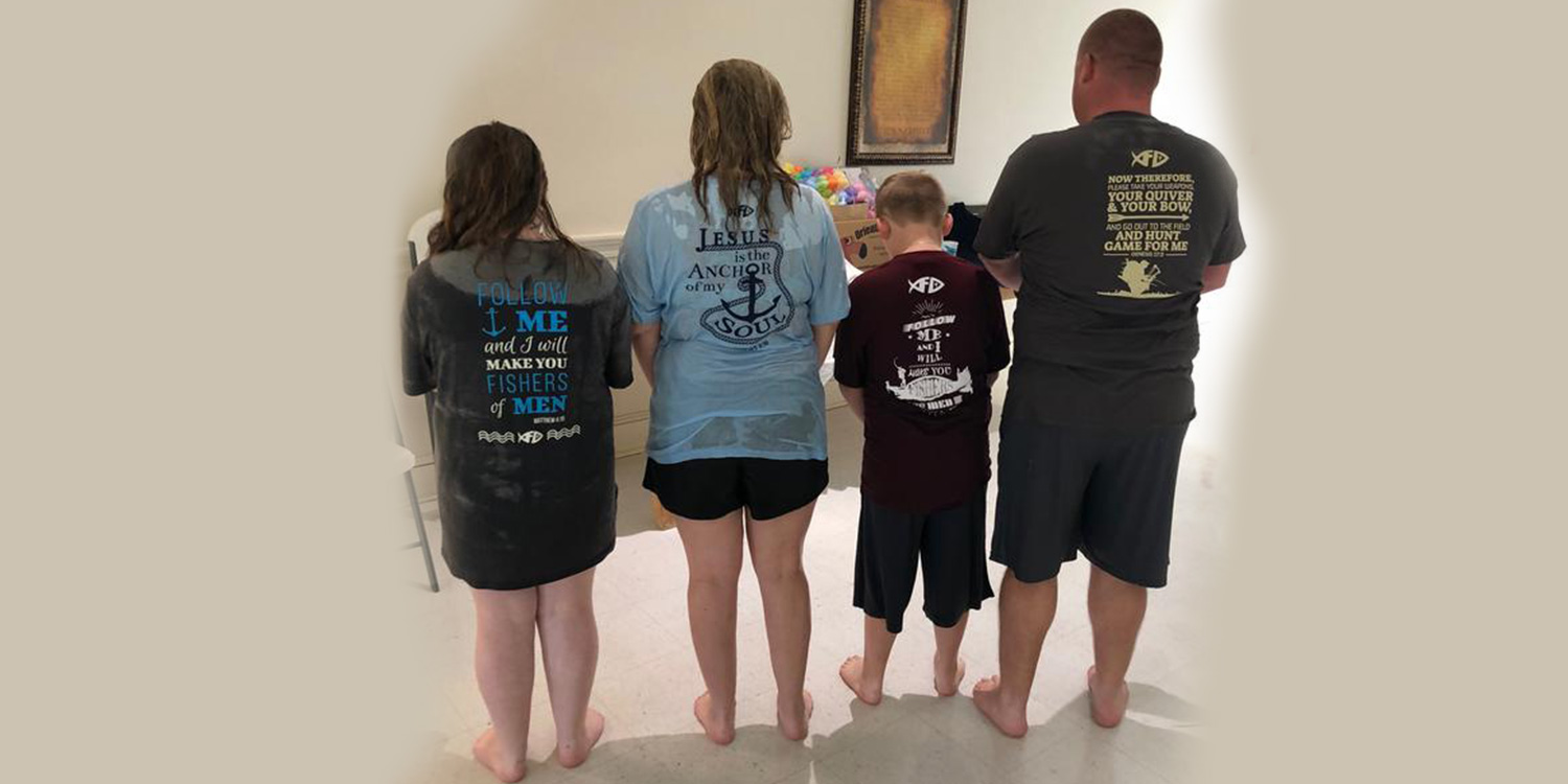 Local Family Baptized Wearing Fish Driven T-Shirts